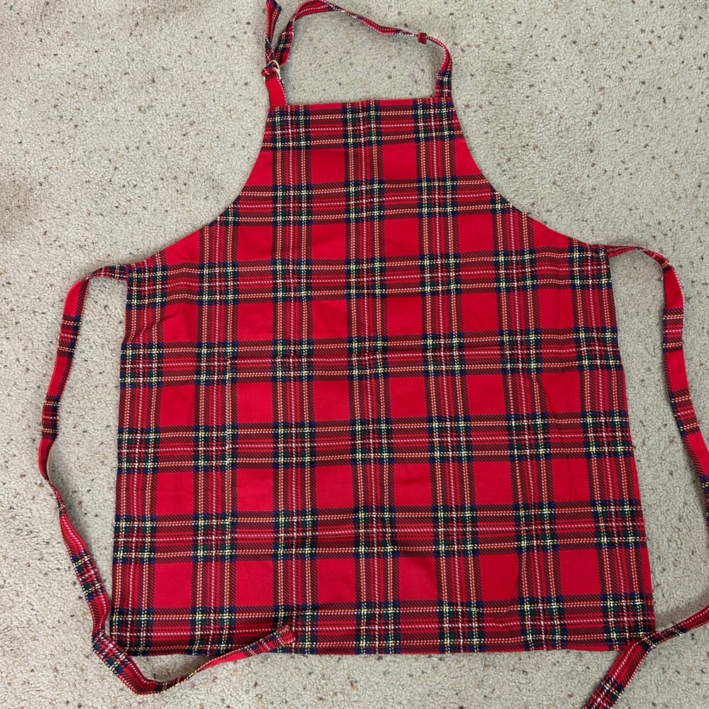Talbots Apron Red Plaid Stewart Tartan Cotton One Size Women